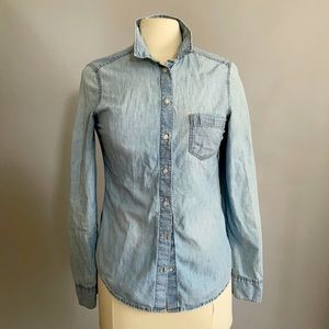 Denim chambray western button down shirt